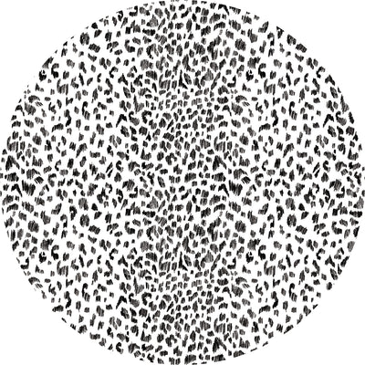 Round Animal Print Vinyl Rug VINYL FLOOR MAT in a black and white color combination.
