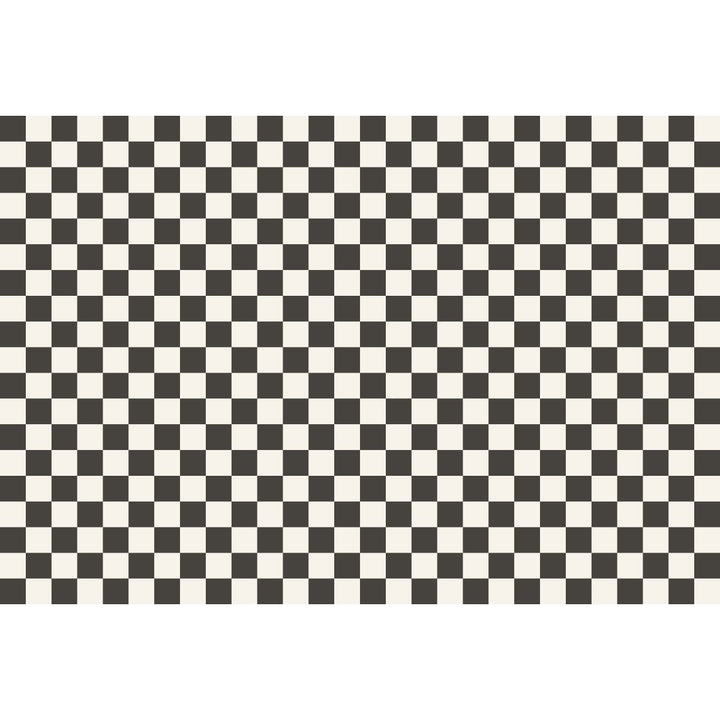 Tempaper's Checkmate Vinyl Rug in black and white.#color_domino