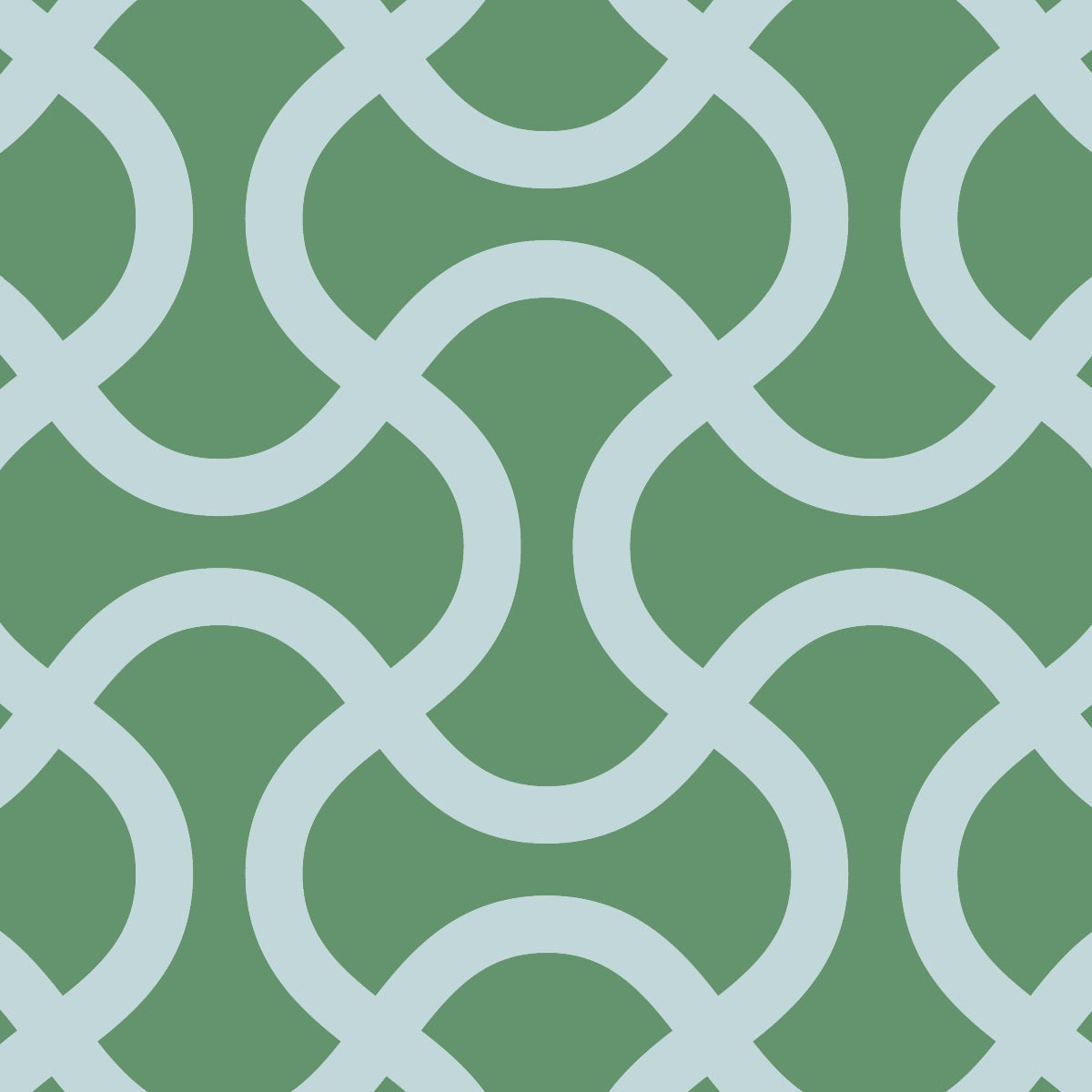 An up close swatch of Tempaper's Flourish Vinyl Rug in blue and green.#color_trippy-teal