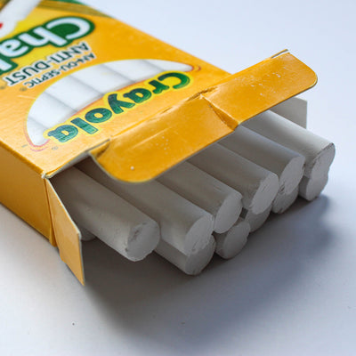An open box of Crayola's Anti-Dust Chalk.