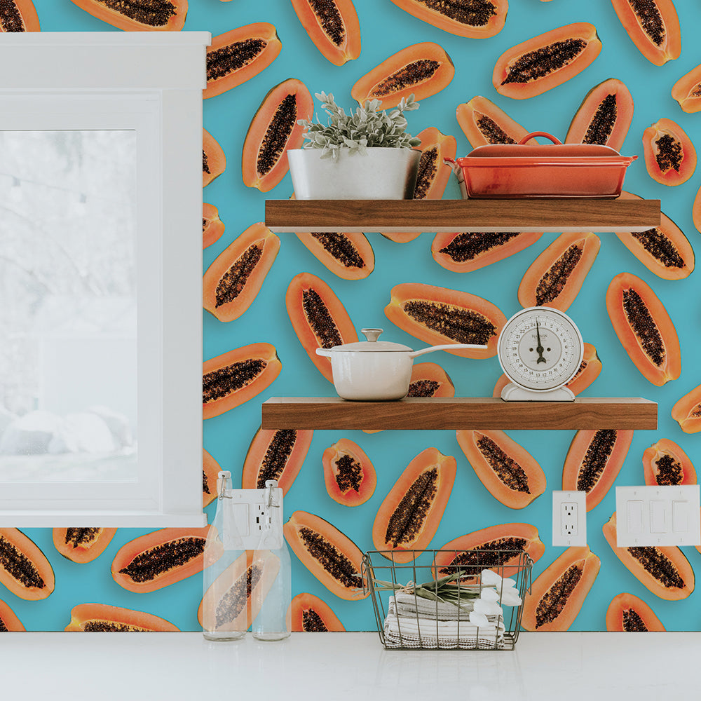 Papaya Pattern Peel And Stick Wallpaper By Wright Kitchen